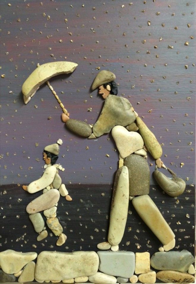 Художник составляет удивительно реалистичные картины из камней найденных на пляже