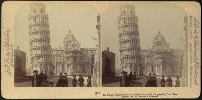 Пизанская башня на стереофотографии 1897 года. | Фото: digitalcommonwealth.org. Пизанская башня на стереофотографии 1897 года Фото digitalcommonwealthorg