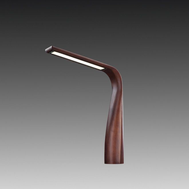 Деревянная настольная лампа изогнутой формы 