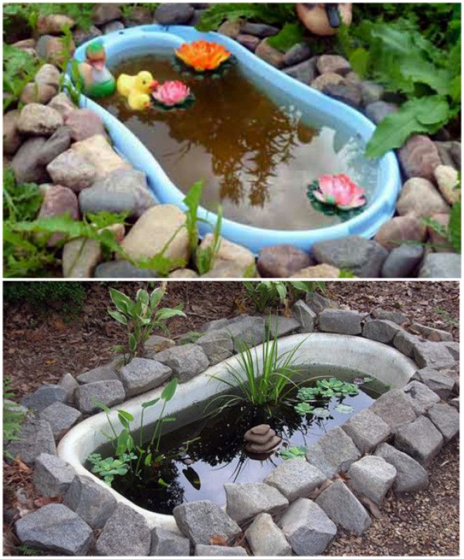 Искусственный пруд из ванны