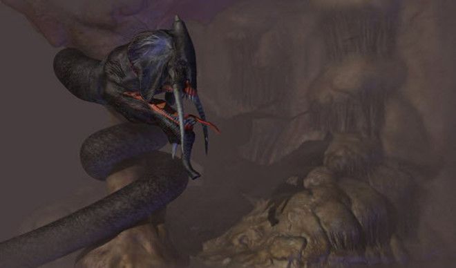 Грутсланг Нечто будто бы выползшее в африканские озера из третьеразрядного фильма ужасов Грутсланг змея с головой слона обитающая в одной из каверн алмазной пещеры Надо сказать что эта мрачная тварь умудряется спасать жизни детей которые были бы вынуждены вытаскивать алмазы в очень опасных условиях суеверия удерживают родителей от подобных поручений